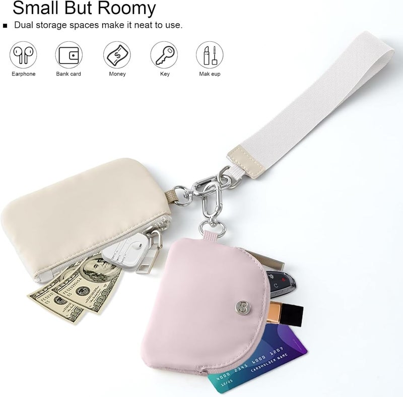 Babysun Mini Zip Around Dual Pouch Wristlet With 2 Straps Wristlet Keychain Wallet for Women Coin Purse Small Cute for Teen Girl - Image 3